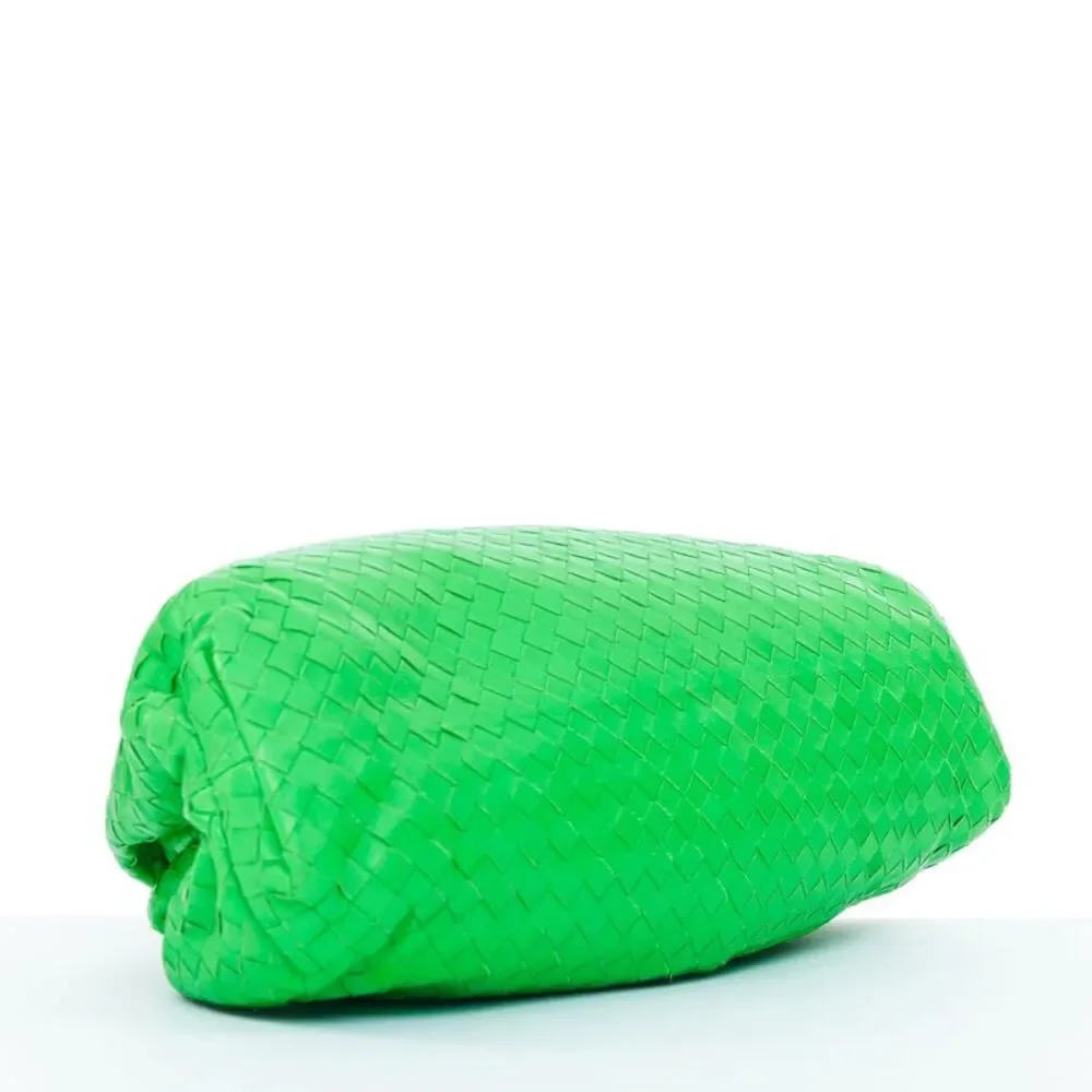 Bottega Veneta Parakeet The Pouch Green Leather Clutch Bag